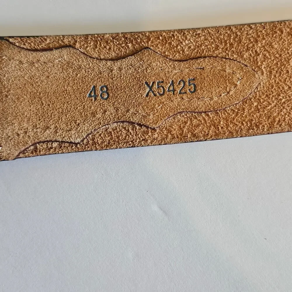 Justin Brown Odessa Star Leather Belt Men's 48‎ Vintage 90's Rodeo Western